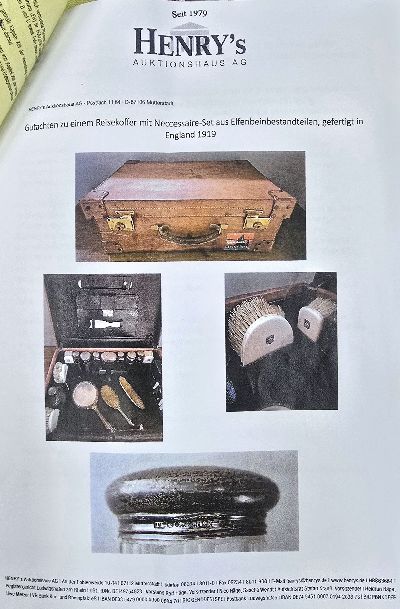 27048043b - George V Reisekoffer mit umfangreichem Neccessaire-Set, England, Silber gemarkt: London, ...