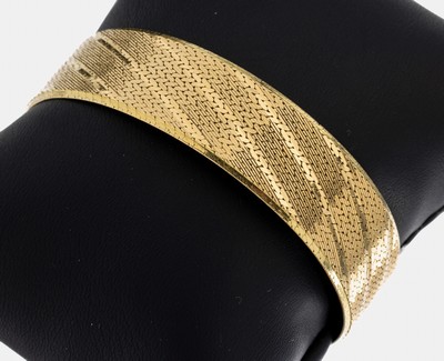 Image 18 kt Gold Armband, GG 750/000, Oberfläche strukt. und pol., B. ca. 1.6 cm, L. ca. 19 ...