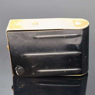 27048080a - JAEGER 2-days travelling alarm, Switzerland around 1940, black painted metal case rubbed, ...