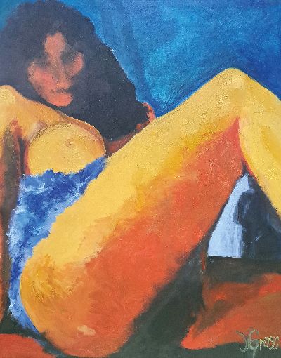 27048089k - Natasa Gross, geb. 1969 Mannheim, ´Leiser Beobachter, Acryl/Lwd, Frauenakt, ca. 150x120 ...