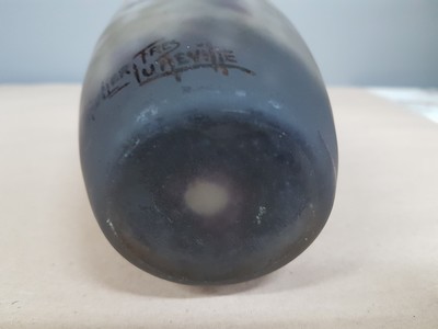 27048094f - Ziervase, Müller Fres, Luneville, 1.Viertel 20.Jh., farbloses Glas mit violetten, ...