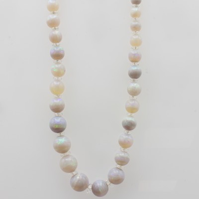 27048098a - Kette mit Opalen und Bergkristallen, Magnet-schl. 925er Silber, Opale v. sehr schönem ...