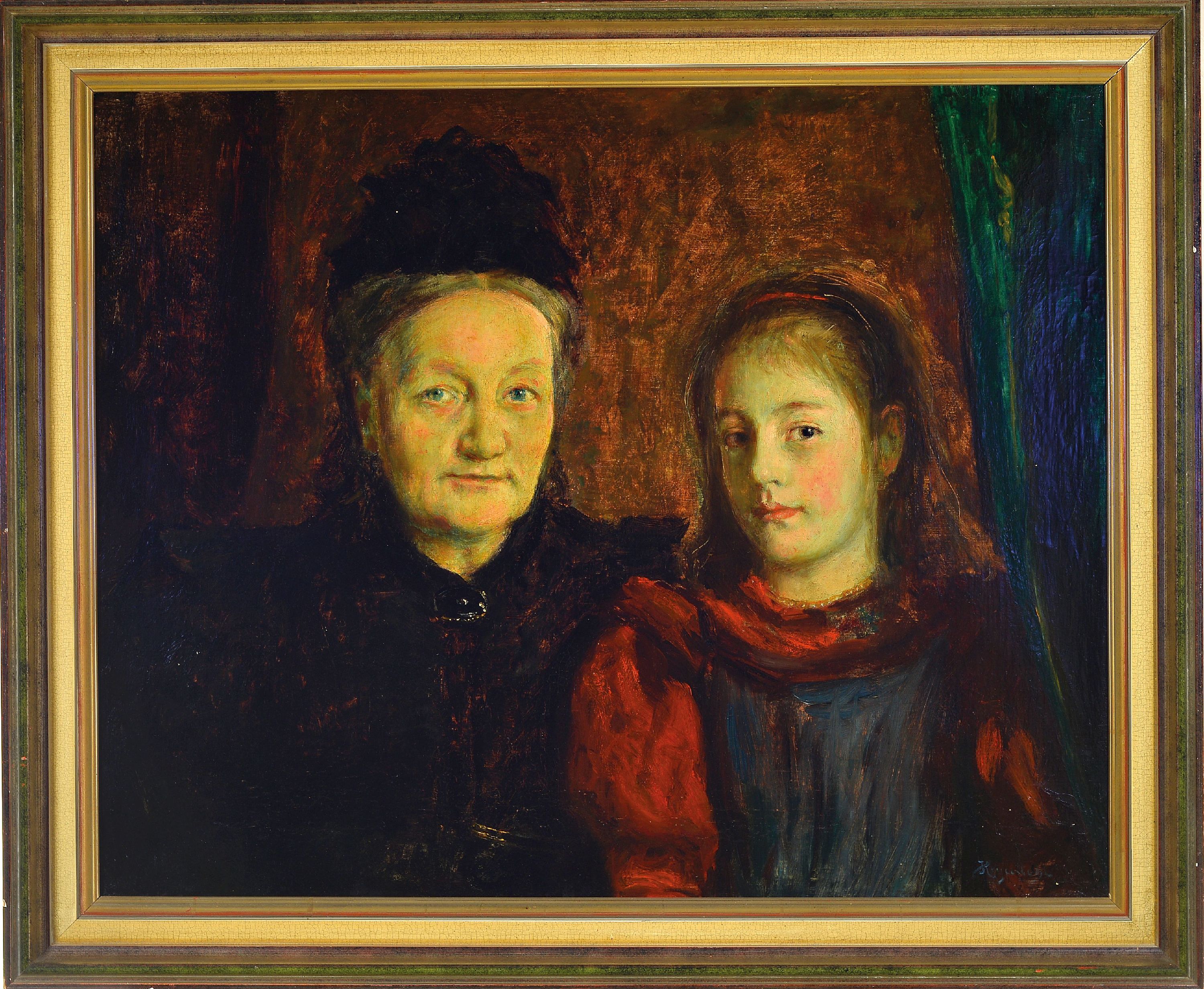 Detail k: Hans Heyerdahl, 1857 Smedjebacken-1913 Oslo, Doppelbildnis der Anna Margrethe Wriedt (geb.Kjosterud, 1830-1912) und ihrer Enkelin Margrethe Giese ...