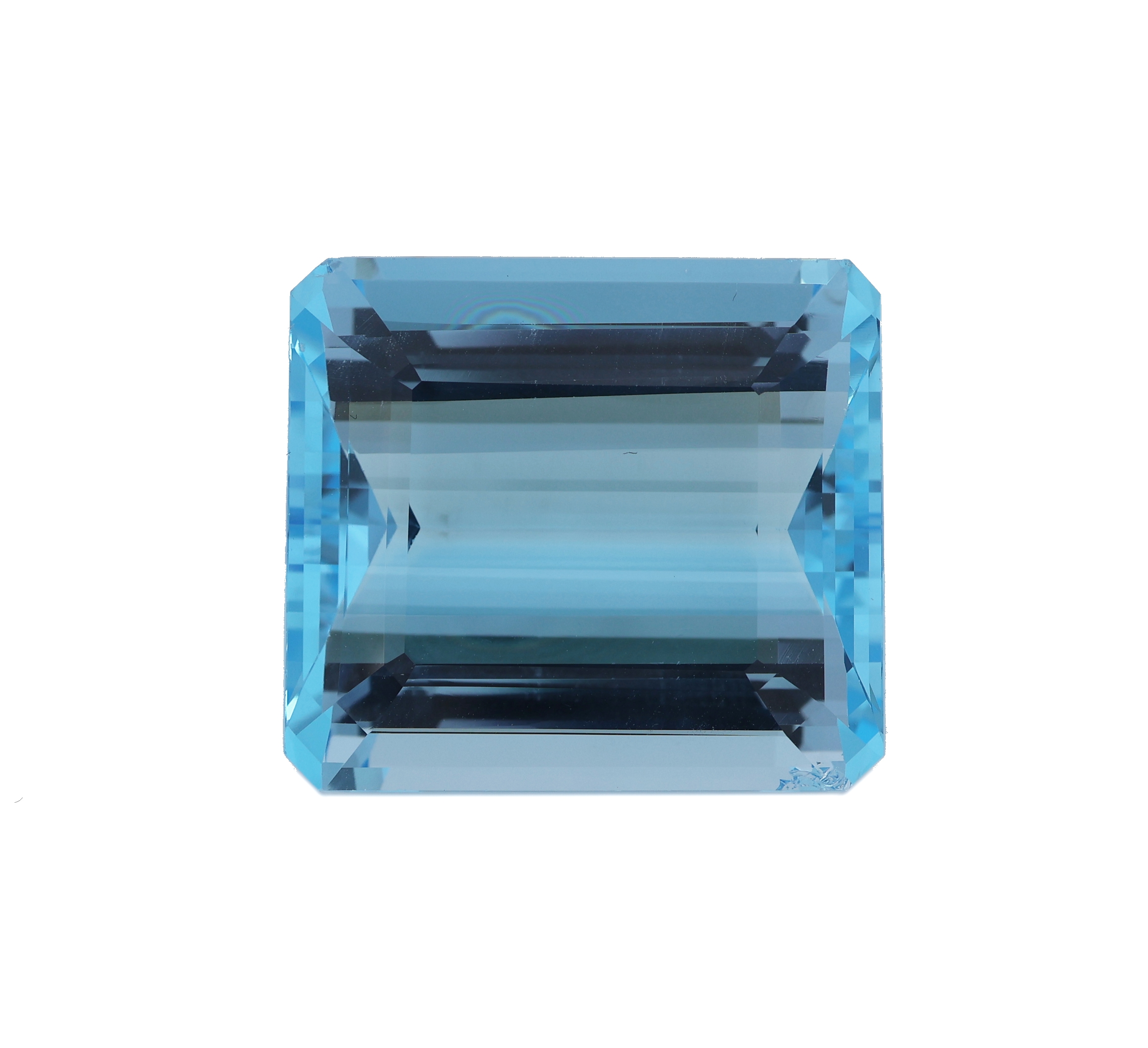 Image 27048124 - Loose topaz, 91.454 ct , trap cut, approx. 27.28 x 24.37 x 13.90 mm, treated, nice ...