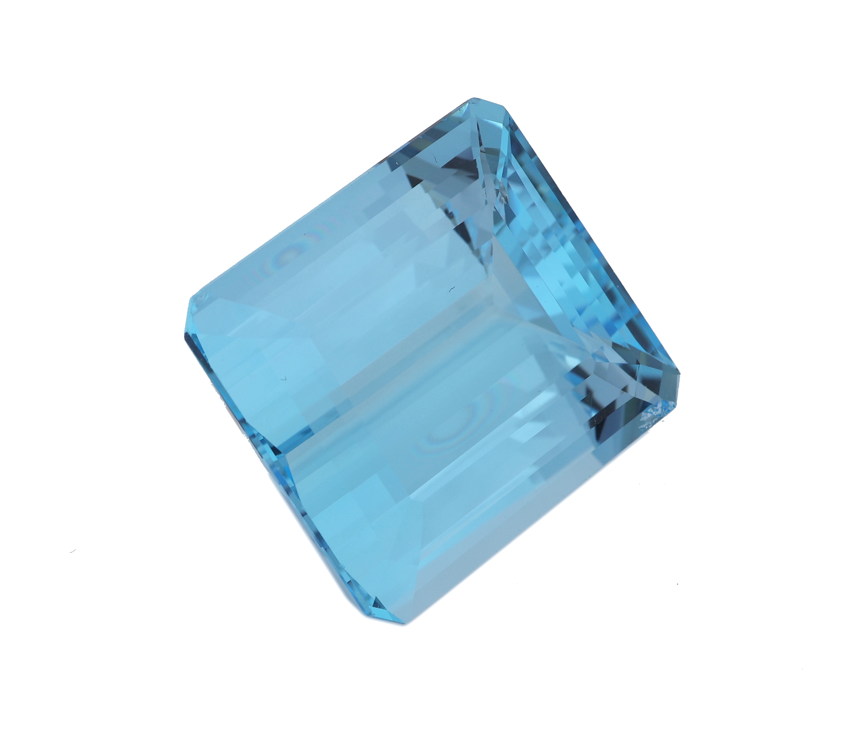 Detail a: Loser Topas, 91.454 ct, Treppenschliff, ca. 27.28 x 24.37 x 13.90 mm, behandelt, schöne Farbe, EPI-Zertifikat und Wertgutachten über 3200-3660 EUR ...
