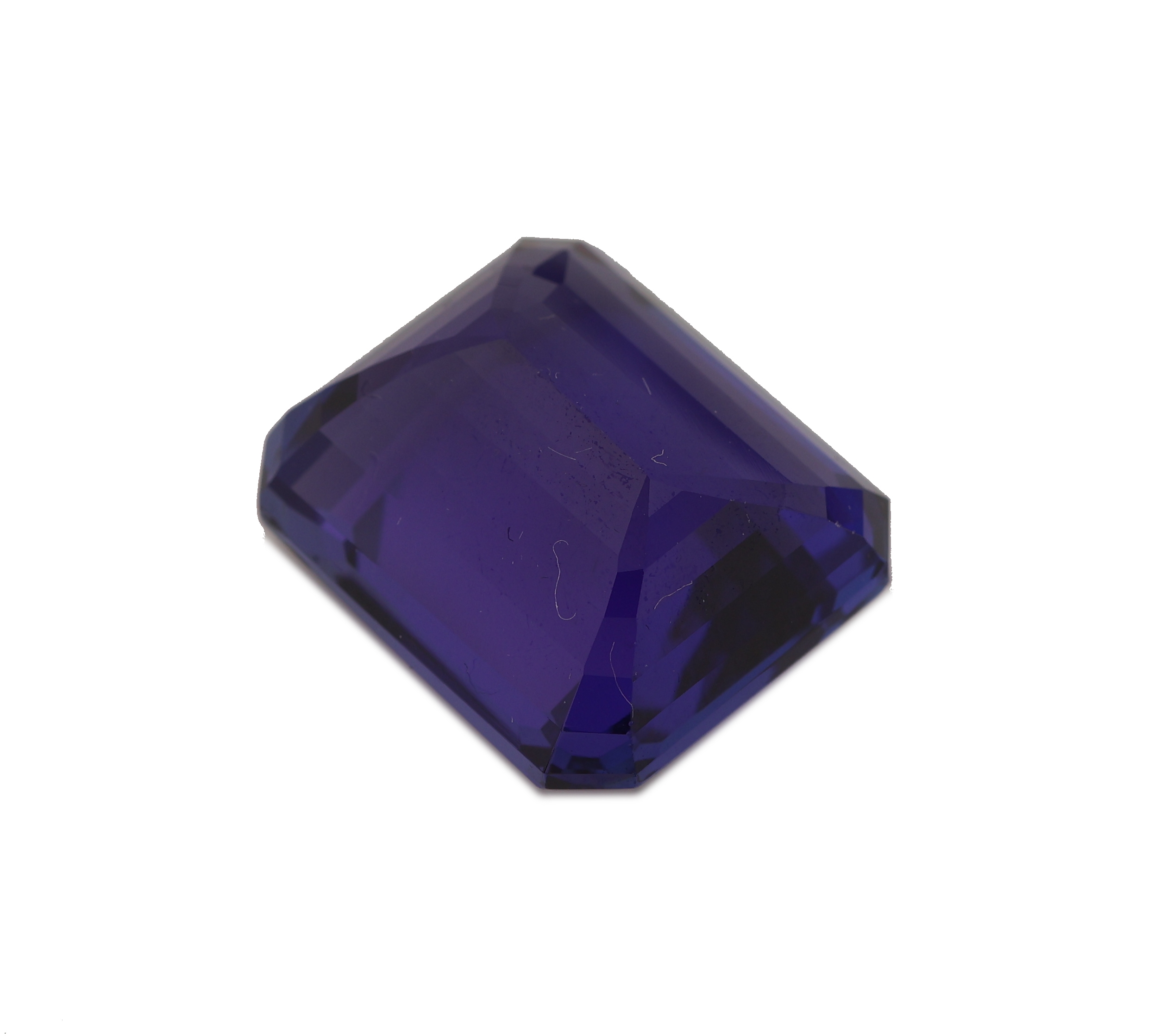 Detail b: Loser Tansanit, 21.864 ct, oktagonaler Treppenschliff, 16.90 x 14.50 x 9.01 mm, Reinheit vsi, hervorragende Farbe, EPI Zertifikat und Wertgutachten ...