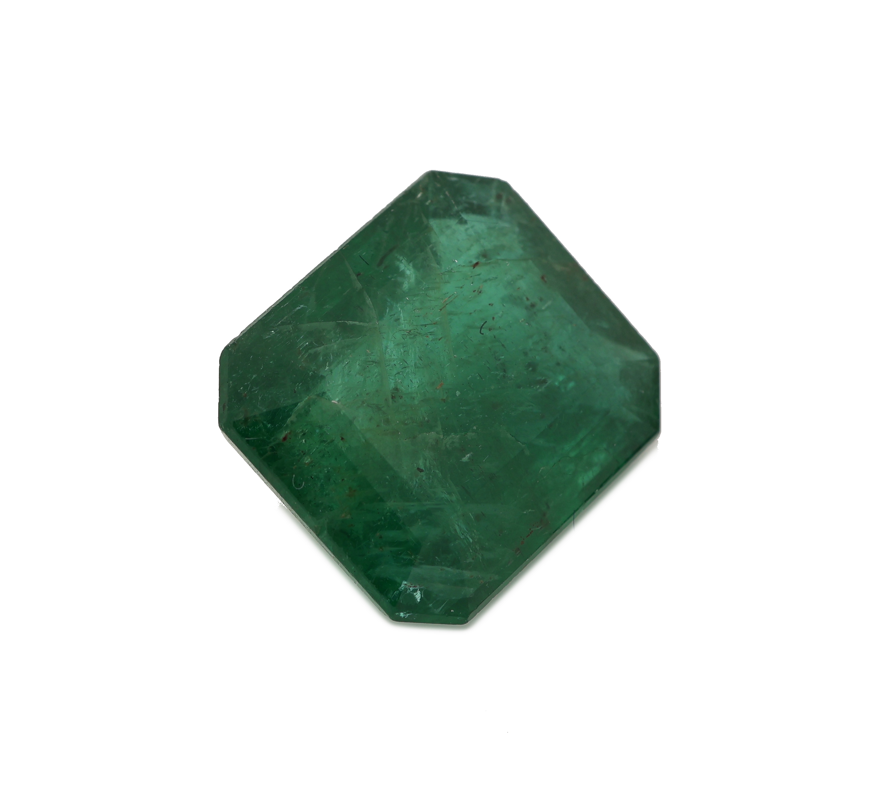 Detail a: Loser Smaragd, 11.63 ct, oktagonaler Treppenschliff, 15.6 x 13.6 x 6.9 mm, HerkunftSambia, Wertgutachten über 19800 EUR anbei