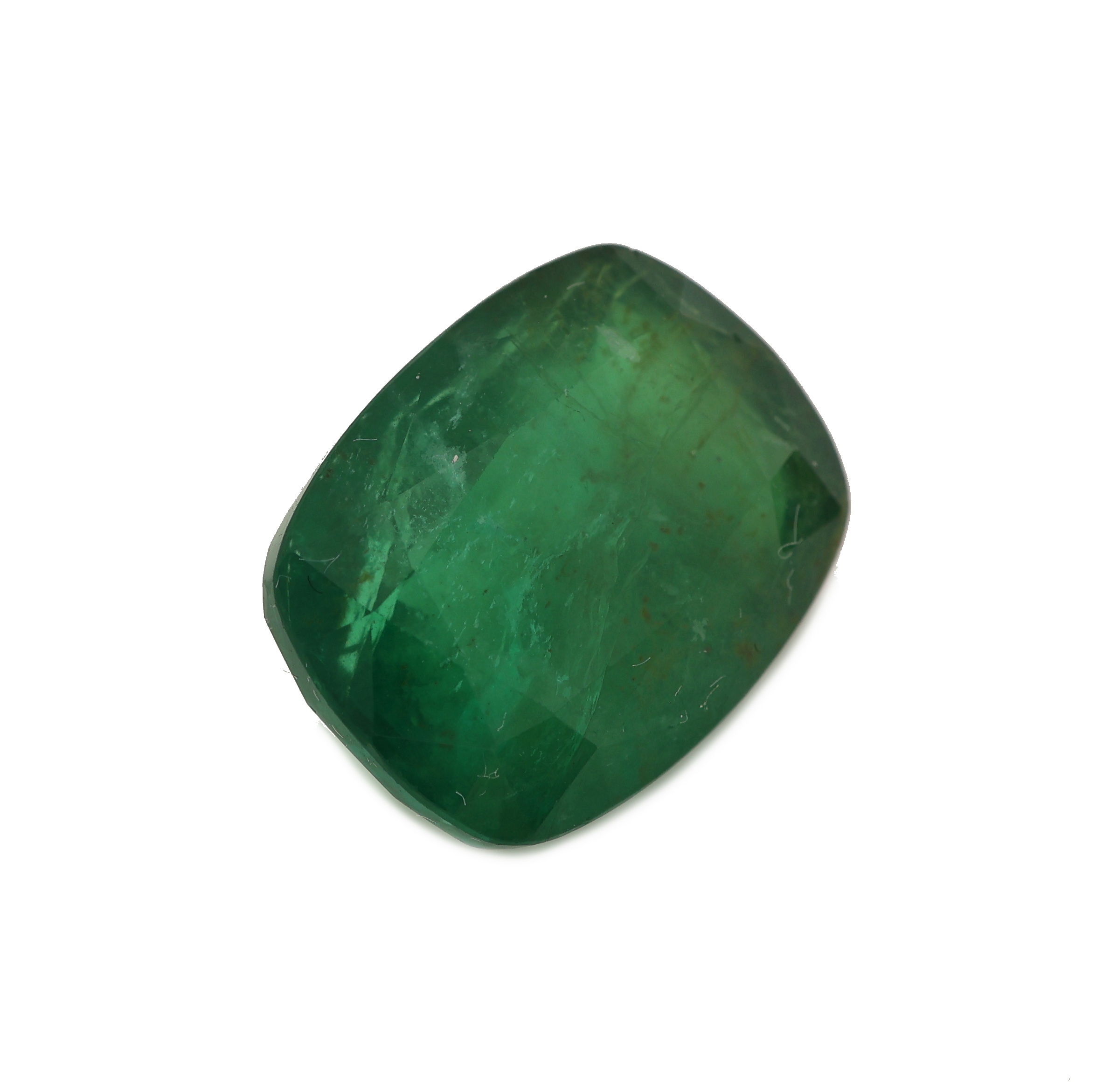Detail a: Loser Smaragd, 11.24 ct, 16.1 x 12.3 x 7.5 mm,Cushion Cut, Herkunft Sambia, Wertgutachten über 22500 Euro anbei