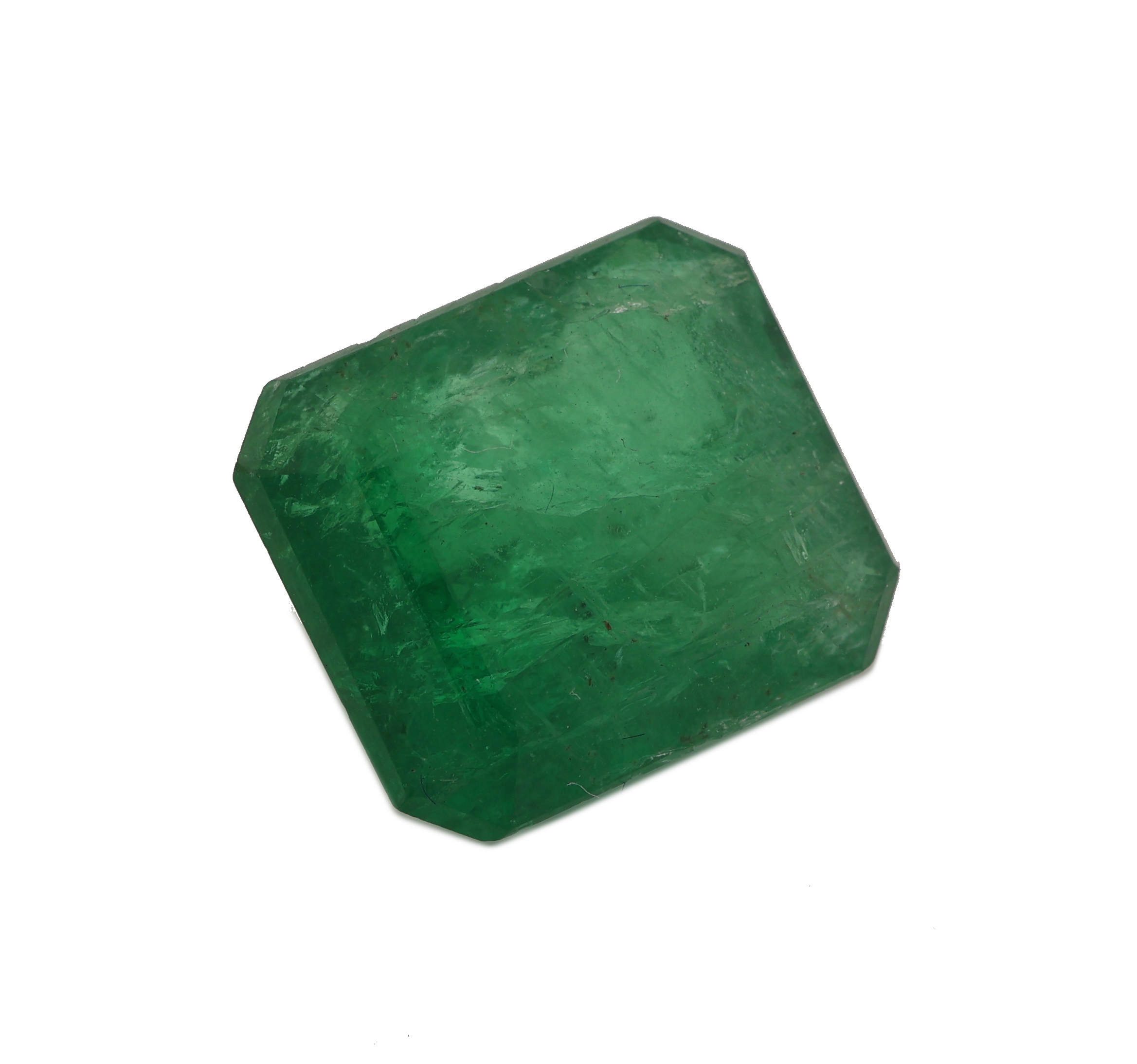 Detail a: Loser Smaragd, 10.02 ct, 13.8 x 12.2 x 7.7 mm,oktagonaler Treppenschliff, Herkunft Sambia, Wertgutachten über 20000 EUR anbei