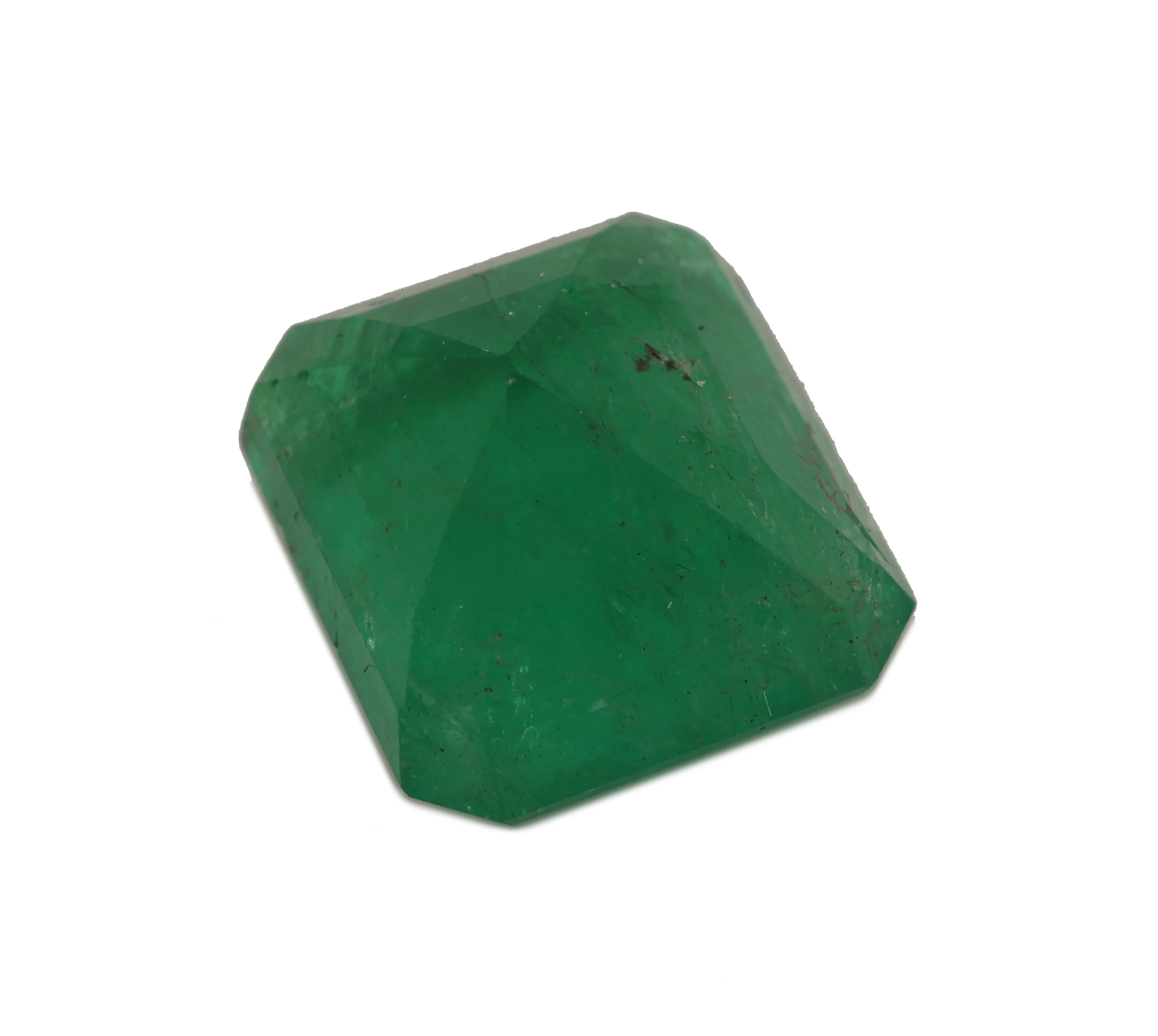 Detail b: Loser Smaragd, 10.02 ct, 13.8 x 12.2 x 7.7 mm,oktagonaler Treppenschliff, Herkunft Sambia, Wertgutachten über 20000 EUR anbei