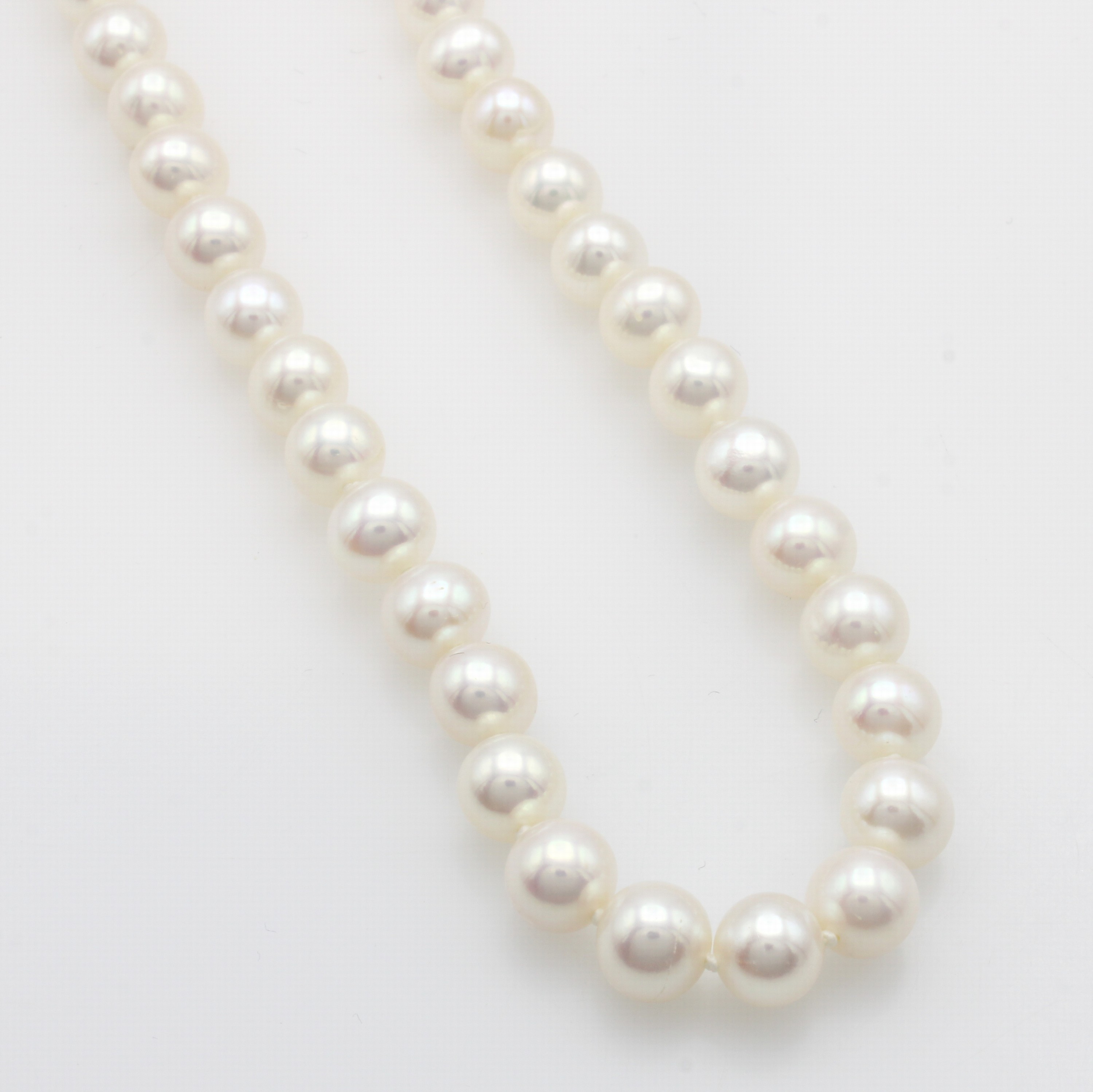 Image 27048158 - Süßwasserzuchtperlenkette, Kugelschl. GG 585/000, weiße-l.cremef. Perlen ca. 7-8 mm, ...