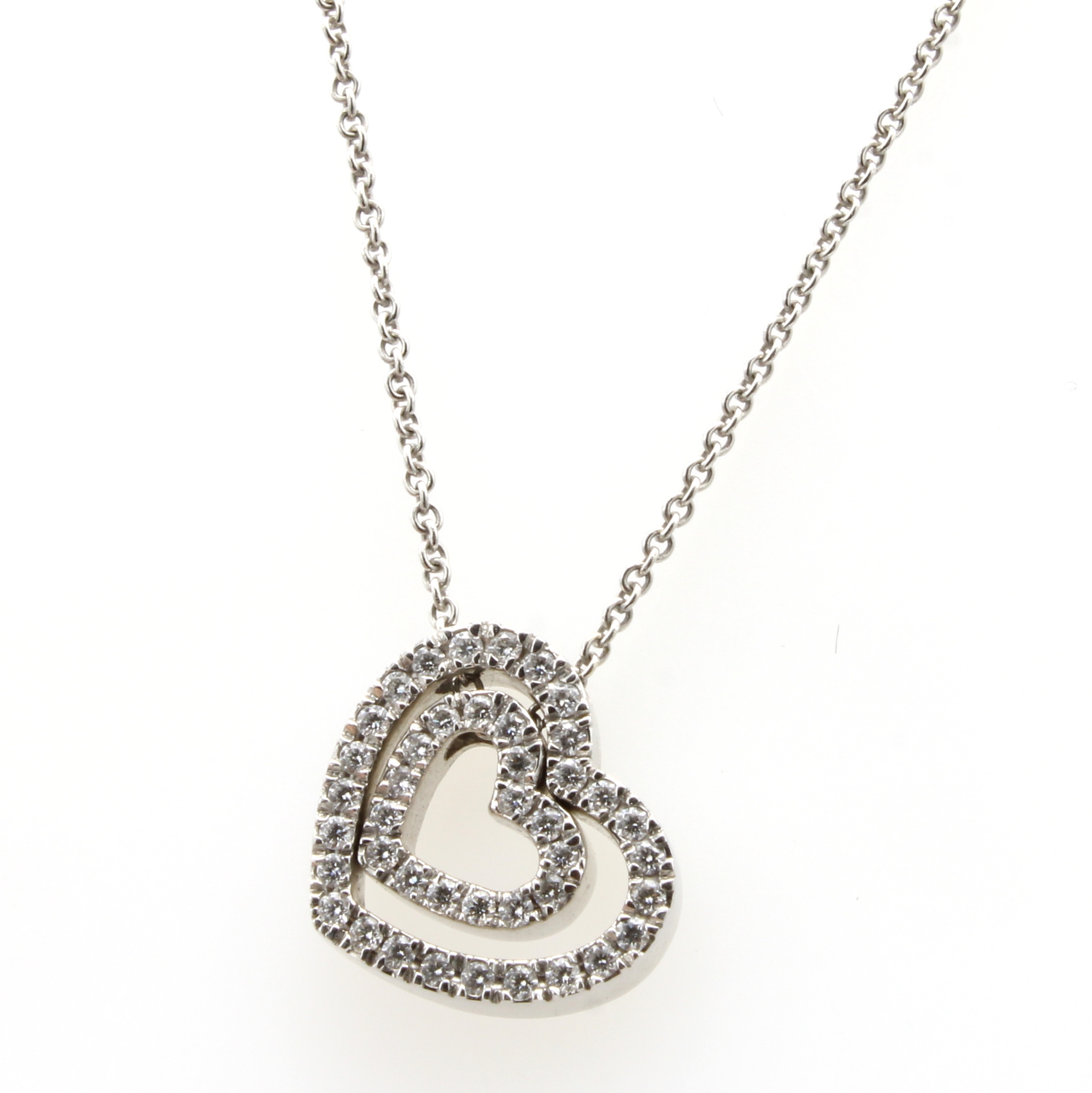 Image 27048198 - Anhänger ´Herzen´ mit Brillanten an Kette, WG 590/000, 2 Herze bes. m. 0.30 ct Weiß/si ...