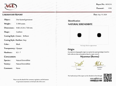27048122c - Loser Serendibit, 5.184 ct, 9.68 x 9.24 x 7.60 mm, Herkunft Myanmar (Burma), AGL ...