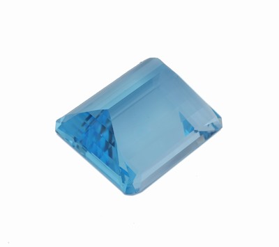 27048124b - Loose topaz, 91.454 ct , trap cut, approx. 27.28 x 24.37 x 13.90 mm, treated, nice ...