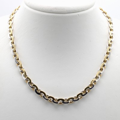 27048185a - Massive Ankerkette, GG/WG 585/000, WG- Glieder z.T. feinsatiniert, Karabinerschl., L. ...