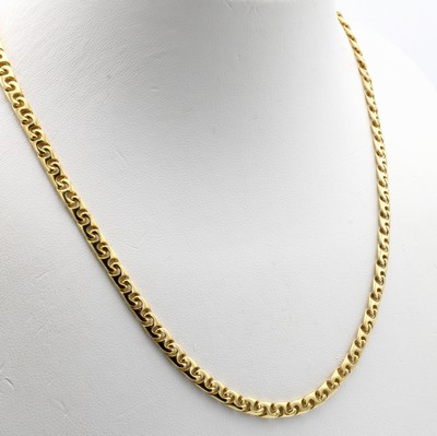 Image Kette im Phantasiemuster, GG 585/000, Kara- binerschl., B. ca. 4 mm, L. ca. 55 cm