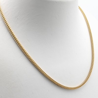 27048189a - Collier im Francomuster, GG 585/000, Kara- binerschl., B. ca. 2 mm, L. ca. 50 cm