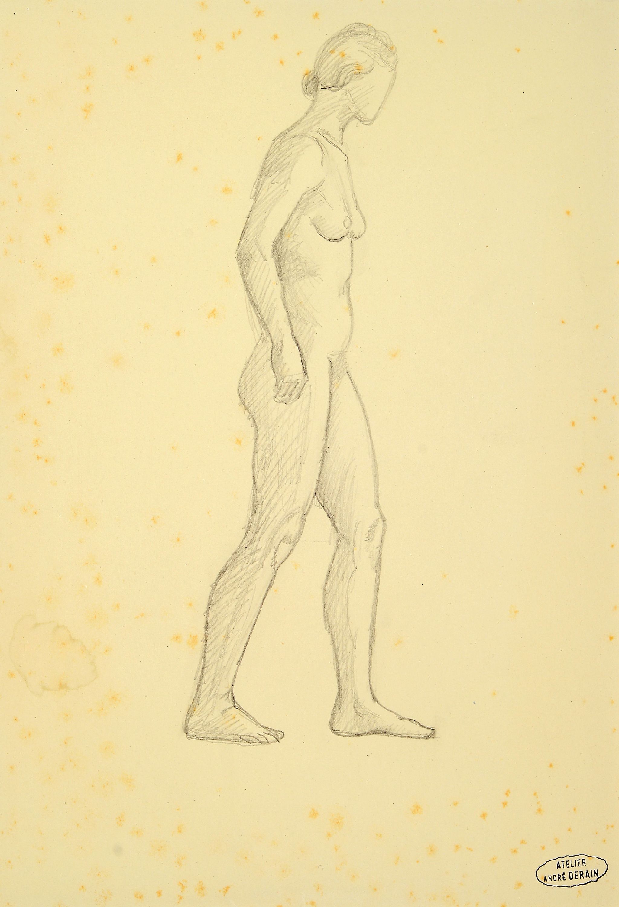 Detail a: Andre Derain, 1880-1954, Akt-Studie auf 3 Blättern, 4 Studien weiblicher Akte in unterschiedlichen Posen, 3 Blätter je mit dem Stempel ...