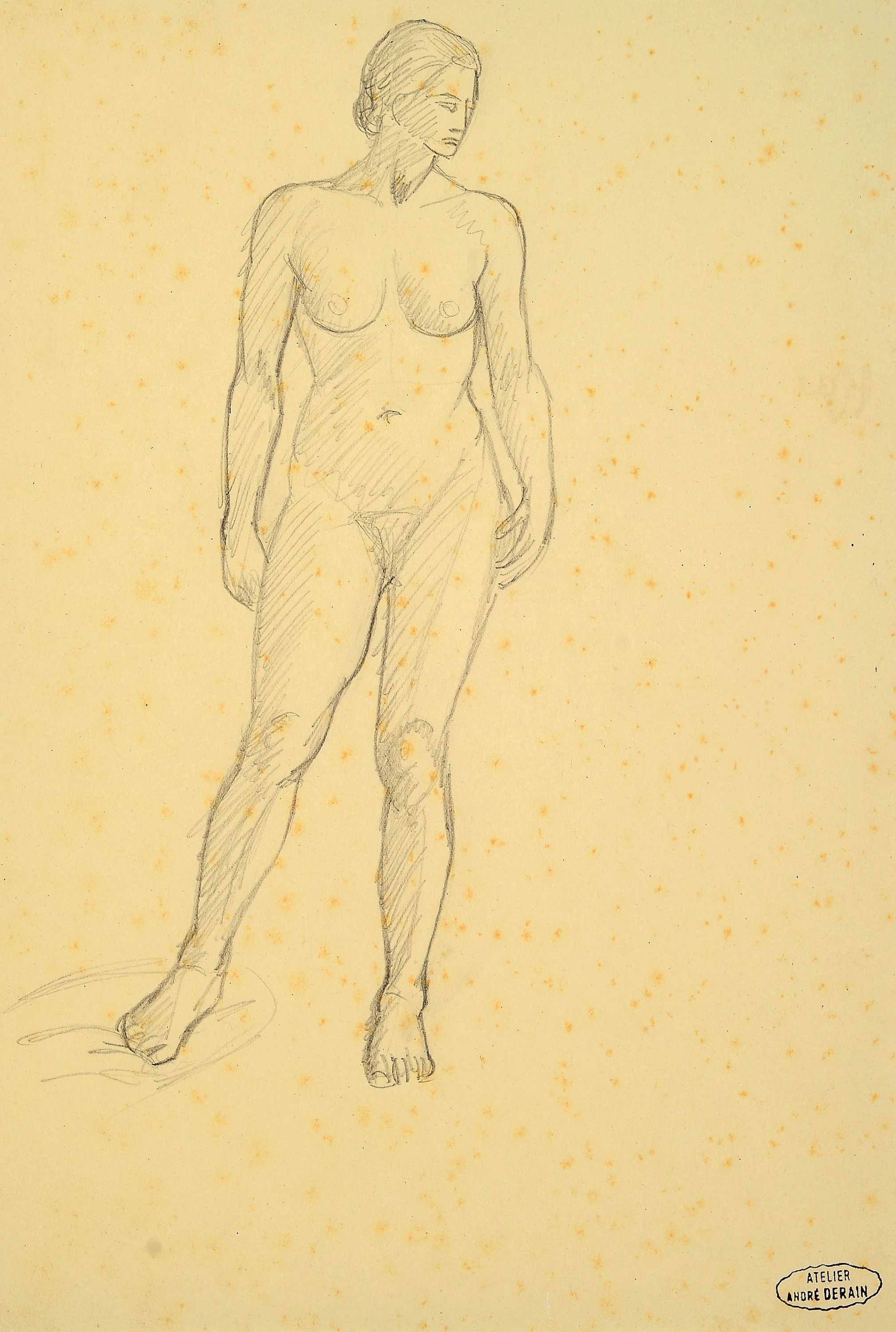 Detail c: Andre Derain, 1880-1954, Akt-Studie auf 3 Blättern, 4 Studien weiblicher Akte in unterschiedlichen Posen, 3 Blätter je mit dem Stempel ...