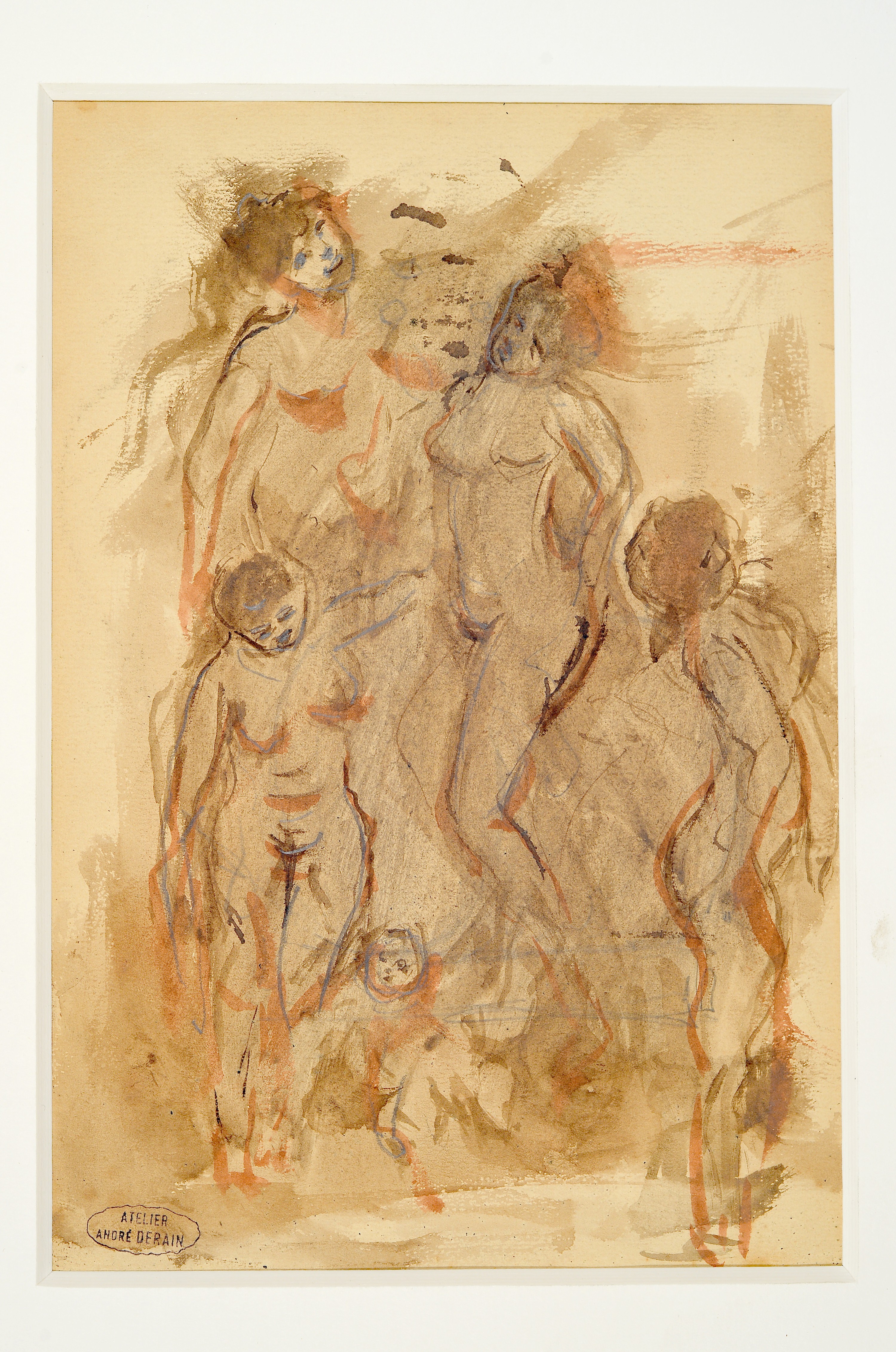 Image 27048393 - Andre Derain, 1880-1954, Baigneuses, recto: Figurengruppe männlicher und weiblicher ...