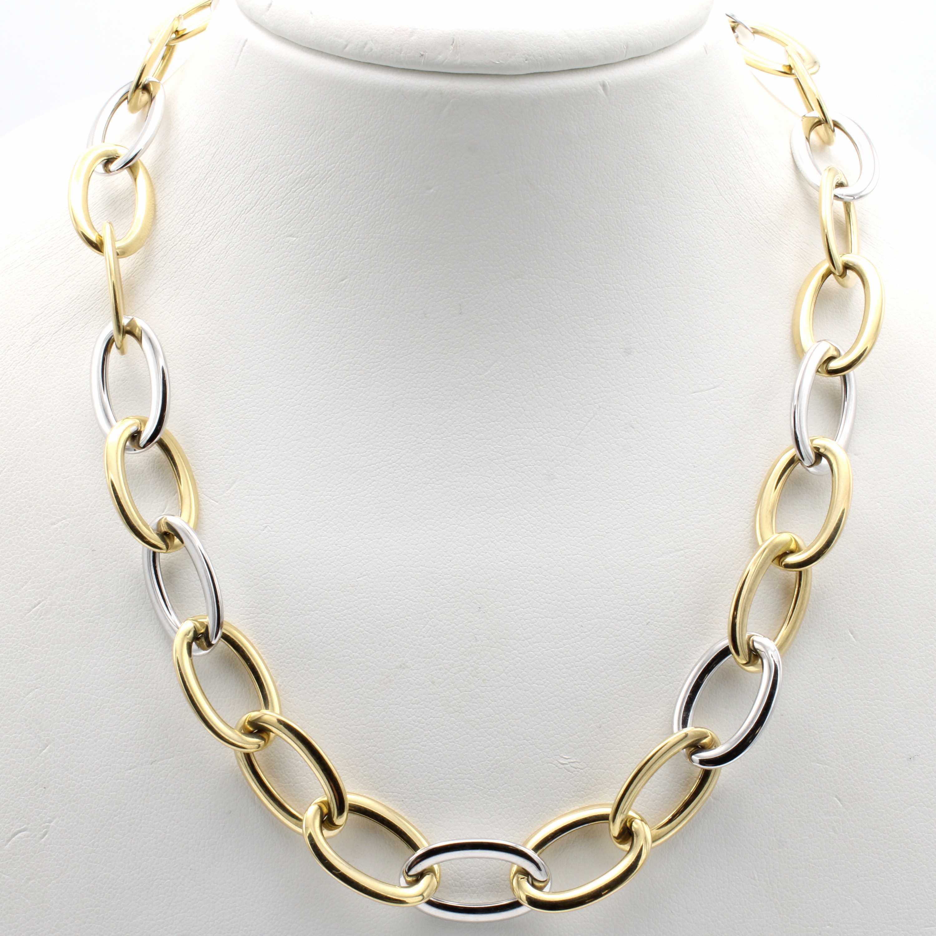 Image 27048394 - Collier, GG/WG 585/000, ovale Ringel ca. 13 mm, integrierte Schließe, L. ca. 45 cm