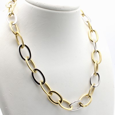 27048394a - Collier, GG/WG 585/000, ovale Ringel ca. 13 mm, integrierte Schließe, L. ca. 45 cm