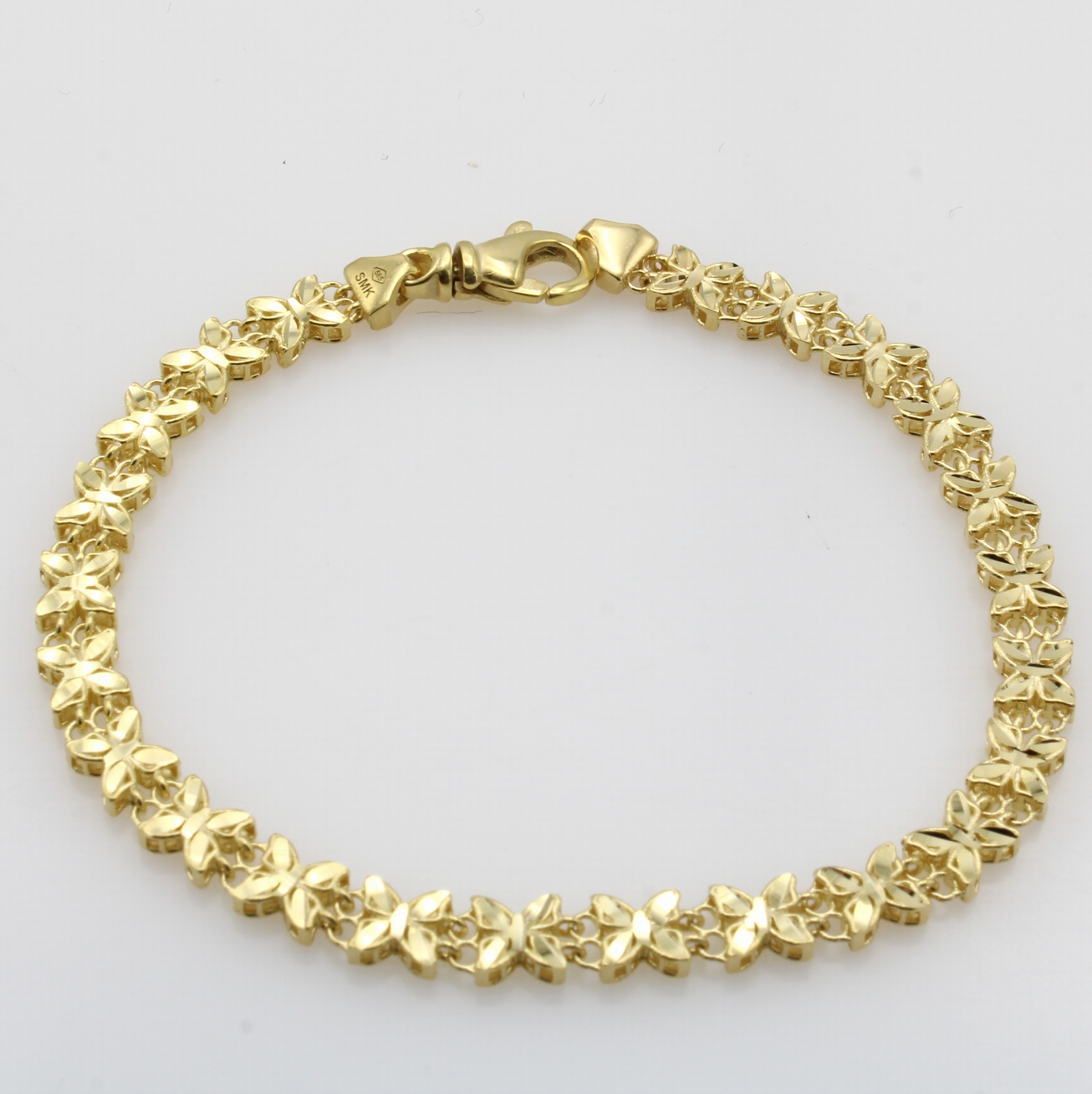 Image 27048419 - Armband, GG 585/000, Glieder in Form von Blüten, Karabinerschl., L. ca. 19 cm