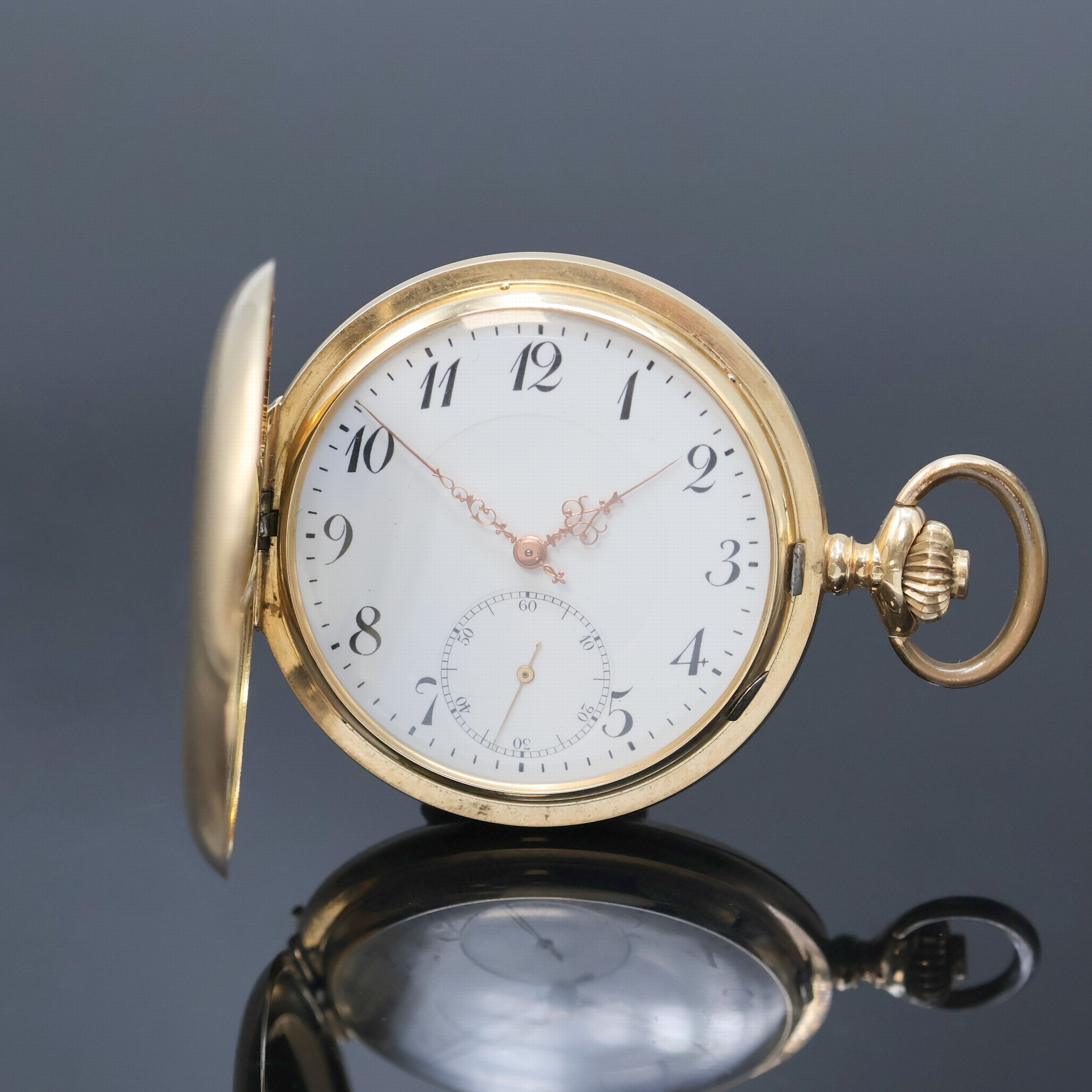 Image 27048427 - Savonette Herrentaschenuhr in RG 585/000, Schweiz um 1910, guill. 2-Deckel Goldgeh., ...