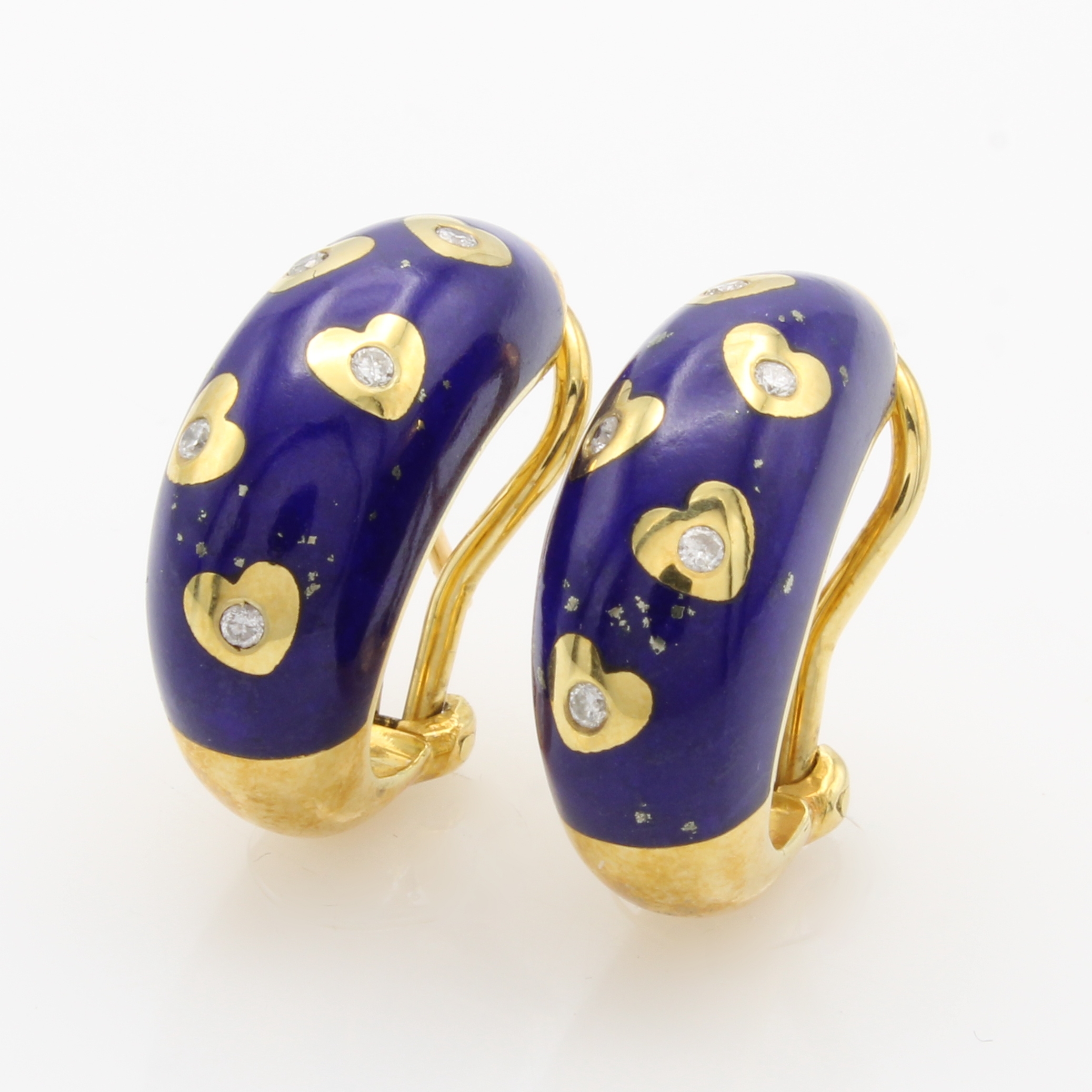 Image 27048433 - Paar Ohrstecker mit Lapislazuli, GG 750/000,Goldauflage in Form von Herzen bes. m. ...