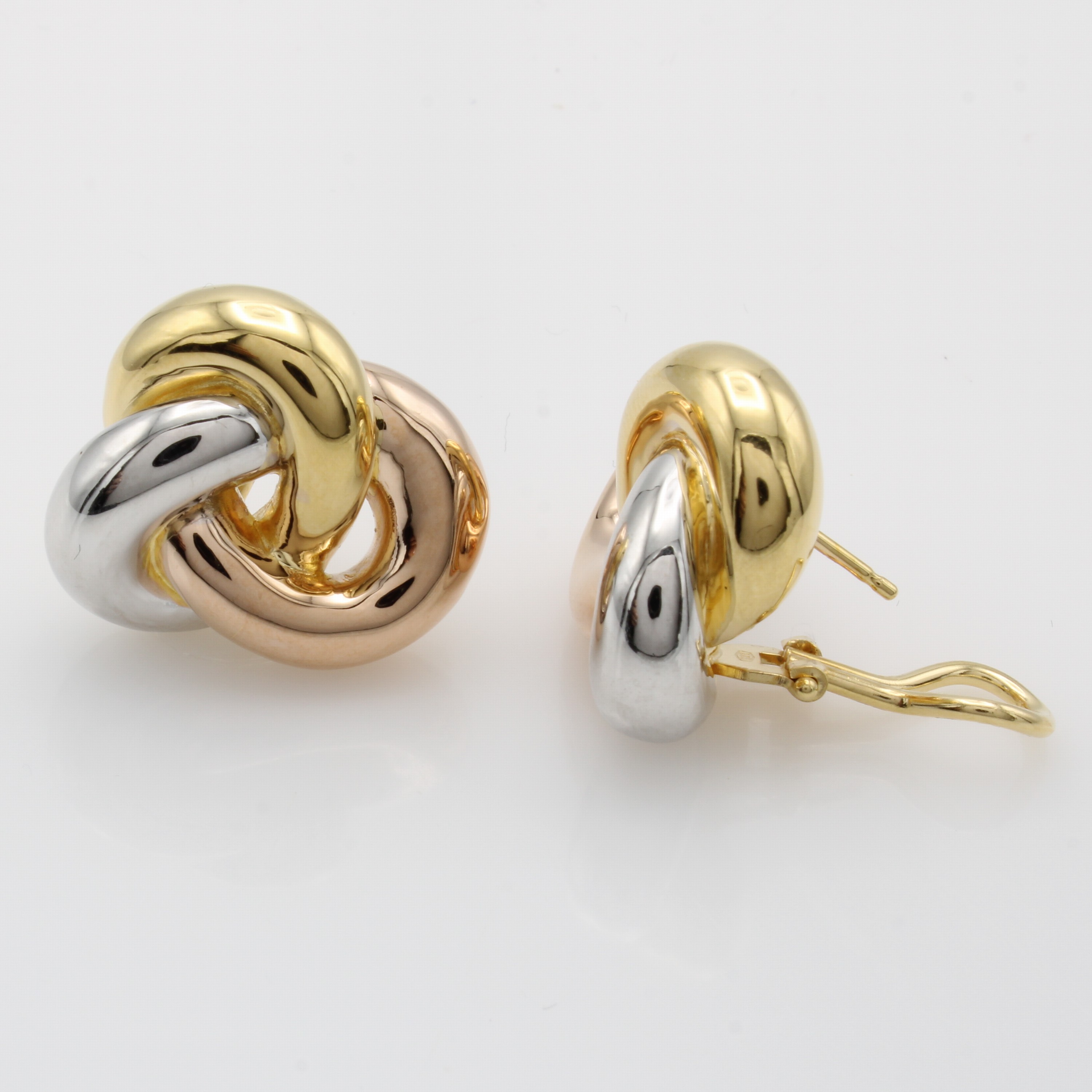 Image 27048457 - Paar Ohrstecker in Knotenform, GG/WG/RG 585/000, mit Clipbrisur