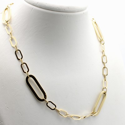 27048410a - Collier, GG 585/000, sogn. Paperclip, ver- schieden große Glieder, Karabinerschl., L. ...