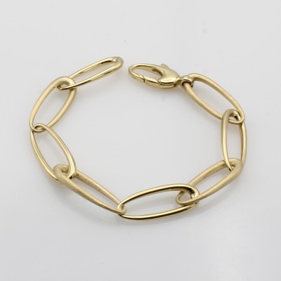 27048415a - Armband, GG 585/000, Glieder in Wechsel feinsatiniert, Karabinerschl., L. ca. 19 cm