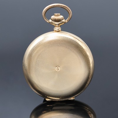 27048427b - Savonette Herrentaschenuhr in RG 585/000, Schweiz um 1910, guill. 2-Deckel Goldgeh., ...