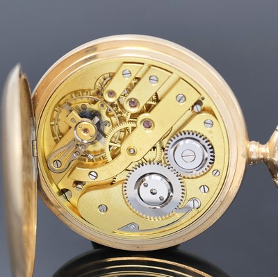 27048427e - Savonette Herrentaschenuhr in RG 585/000, Schweiz um 1910, guill. 2-Deckel Goldgeh., ...