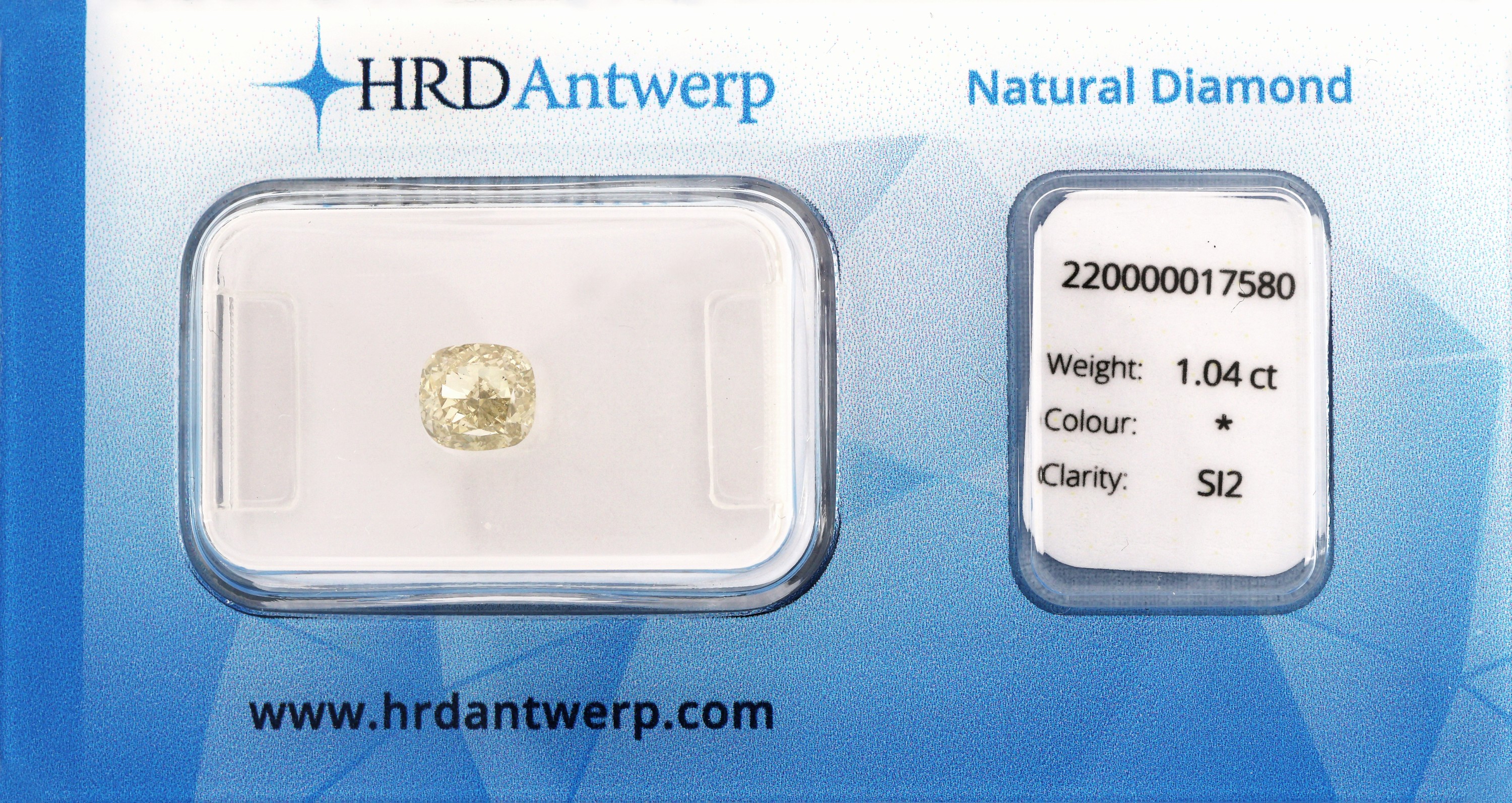 Image 27048532 - Loser Diamant im Cushion-Cut, 1.04 ct Natural Greyish Yellow/si2, verschweißt, HRD ...