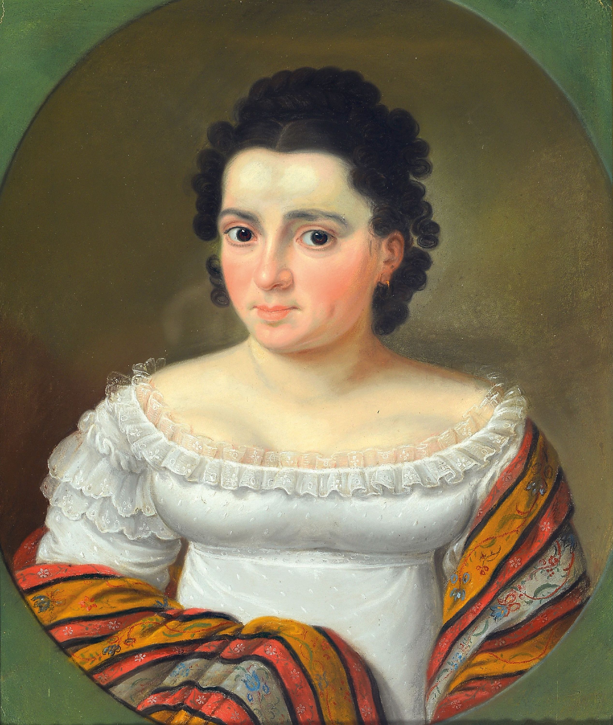 Image 27048574 - Porträtmaler, wohl deutsch, frühes 19. Jh., Dame im weißen Kleid und Frisur in ...