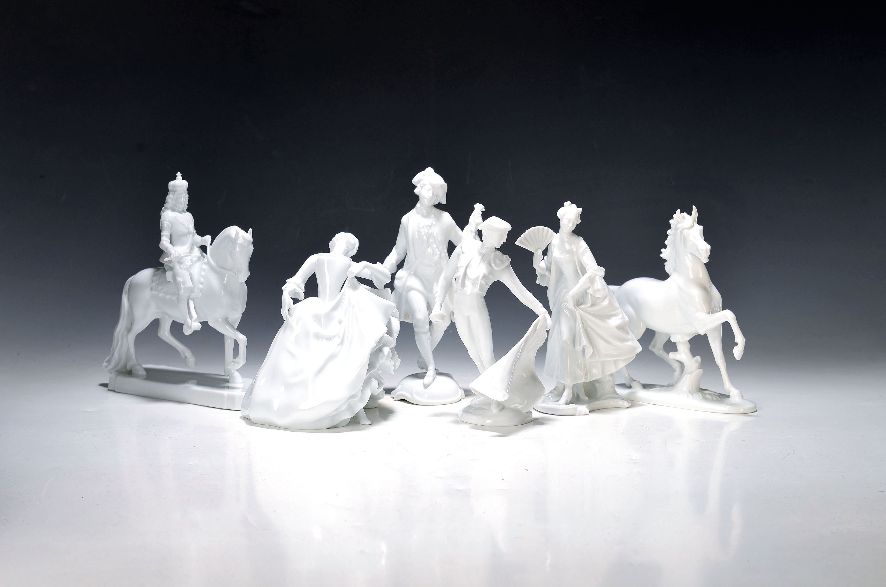 Image 27048590 - 6 Porzellanfiguren, Rosenthal, 2. Hälfte 20. Jh., alle weiß, u.a. Jan Wellem, ...