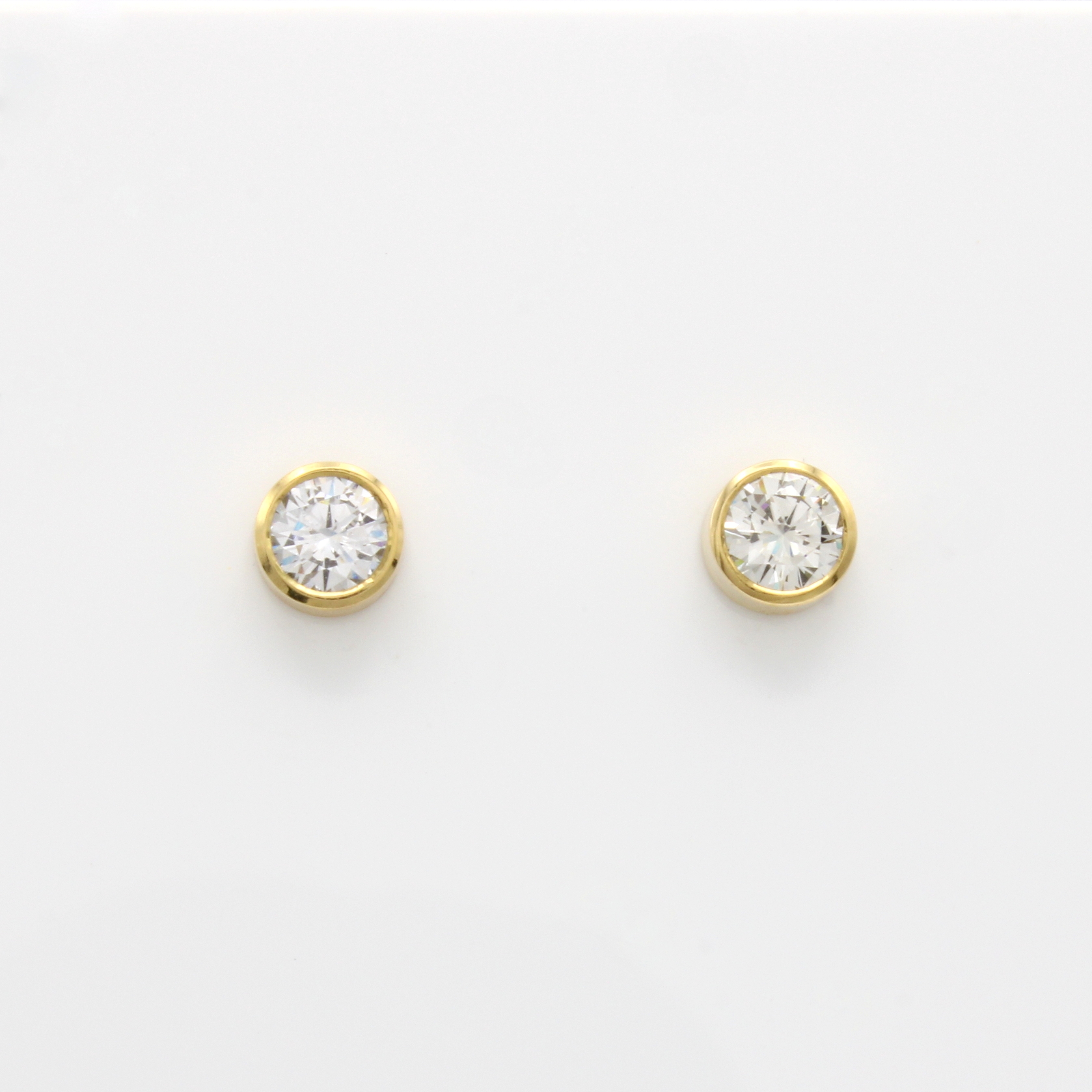 Image 27048599 - Paar Ohrstecker mit Brillantsolitären, GG 750/000, 2 Brill. in glatten Zargenfassungen ...
