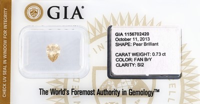 Image Loser Diamant-Tropfen, 0.73 ct Natural Fancy Brown-Yellow/si2, verschweißt, GIA ...