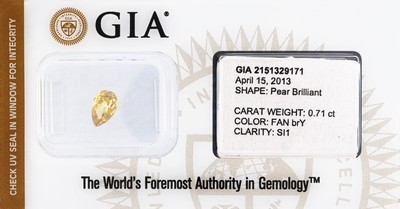 Image Loser Diamant-Tropfen, 0.71 ct Natural Fancy Brownish Yellow/si1, verschweißt, GIA ...