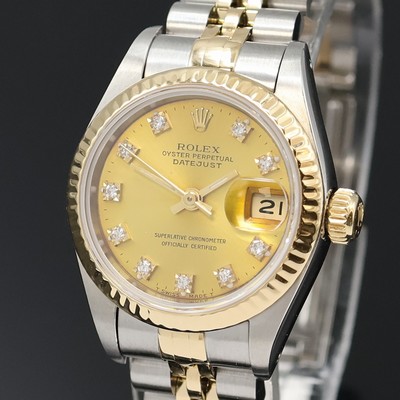 27048592b - ROLEX Oyster Perpetual Datejust Damenarmbanduhr in Stahl/Gold Referenz 69173, ...