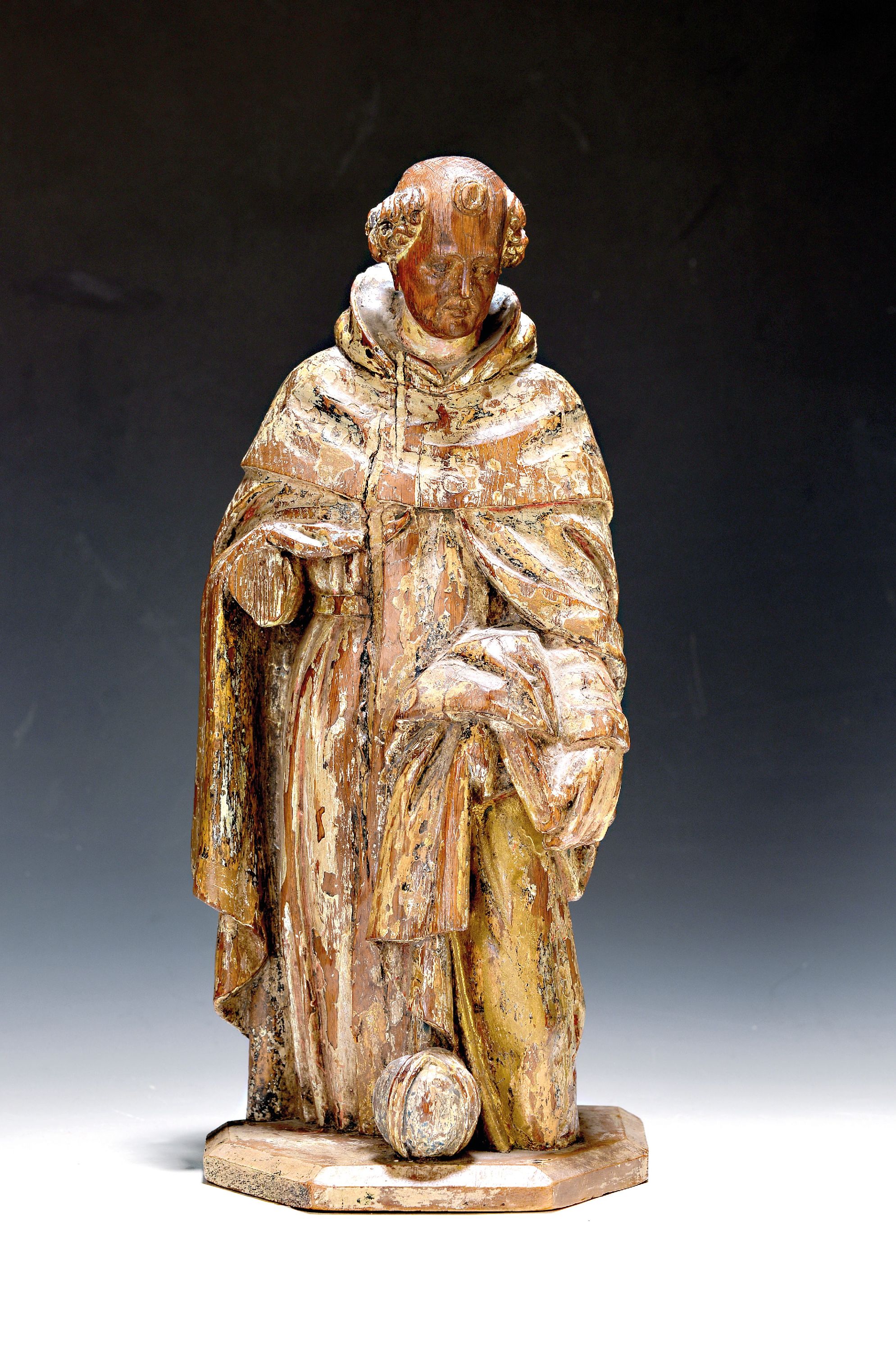 Image 27048641 - Image carving of a monk saint, around 1800, carved lime wood, at least 2 versions (gold ...