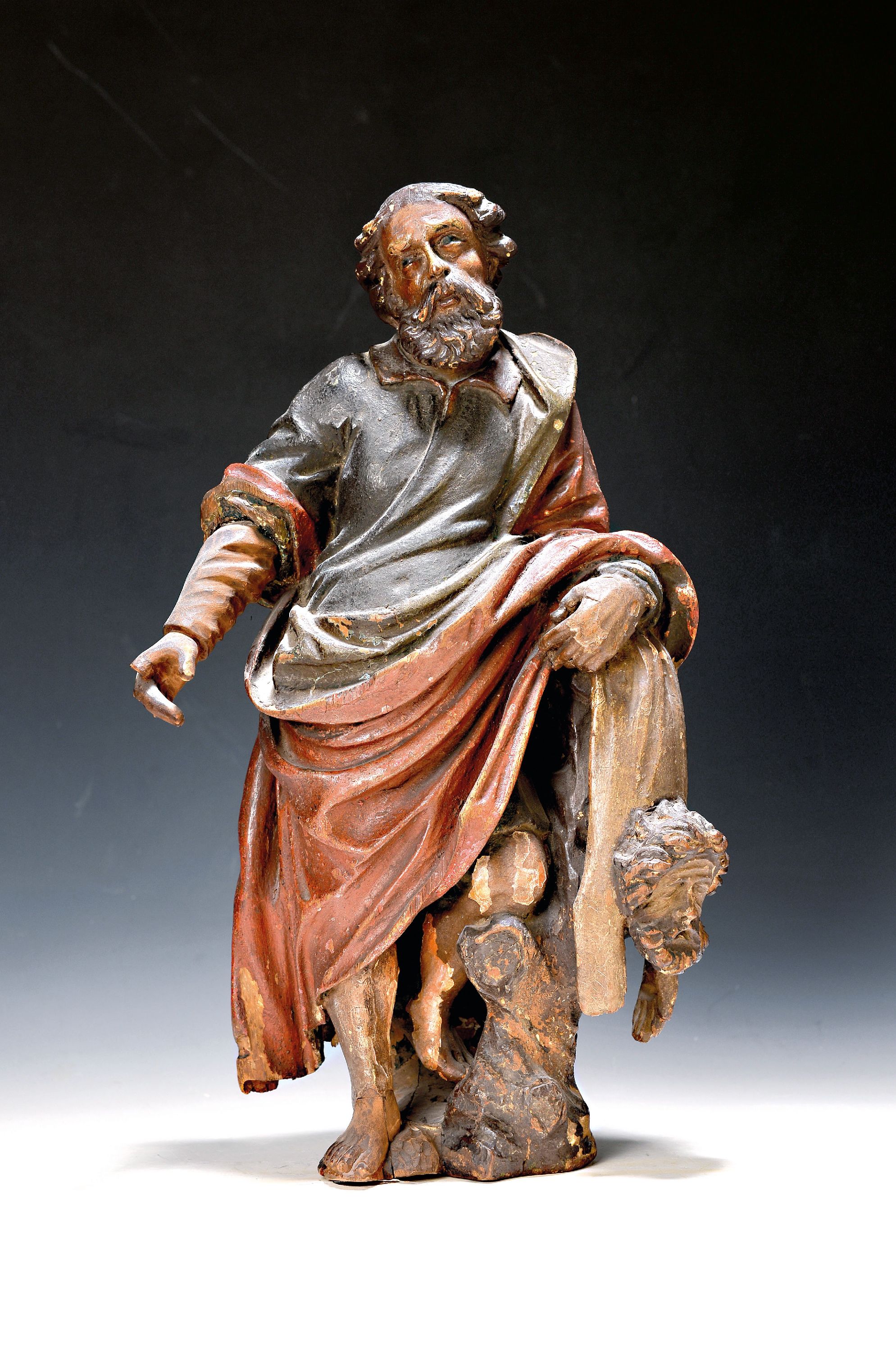 Image 27048654 - Bildschnitzerei Hl. Bartholomäus, 18.Jh., Holz vollplastisch geschnitzt und farbig ...