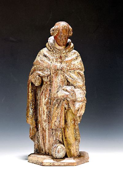 Image Bildschnitzerei Mönchsheiliger, um 1800, Lindenholz vollplastisch geschnitzt, mind. 2 ...