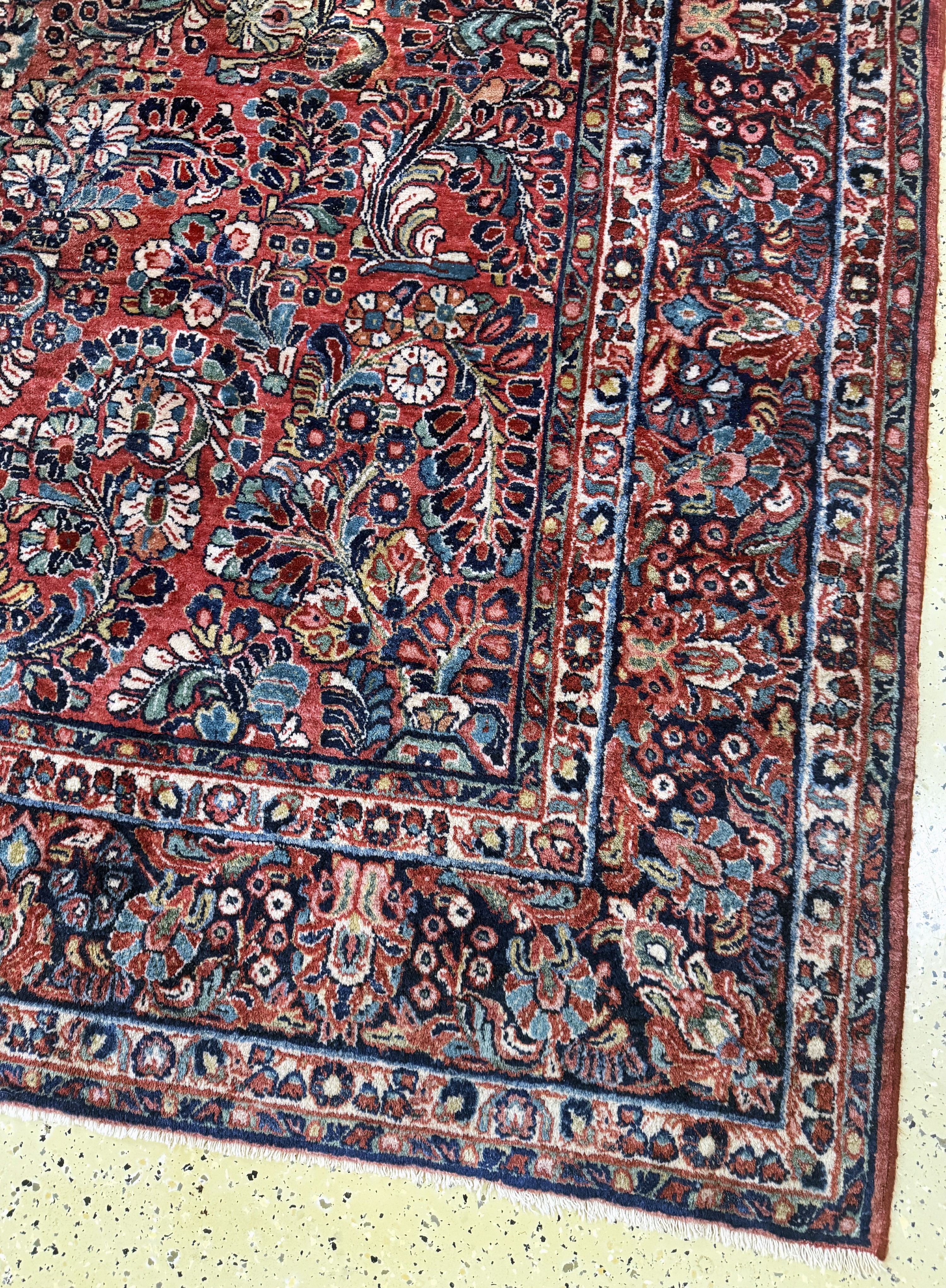 Detail a: US Re-Import Sarogh, Persien, Anfang 20.Jhd., Wolle auf Baumwolle, ca. 295 x 245 cm, EHZ: 2, reinigungsbedürftig