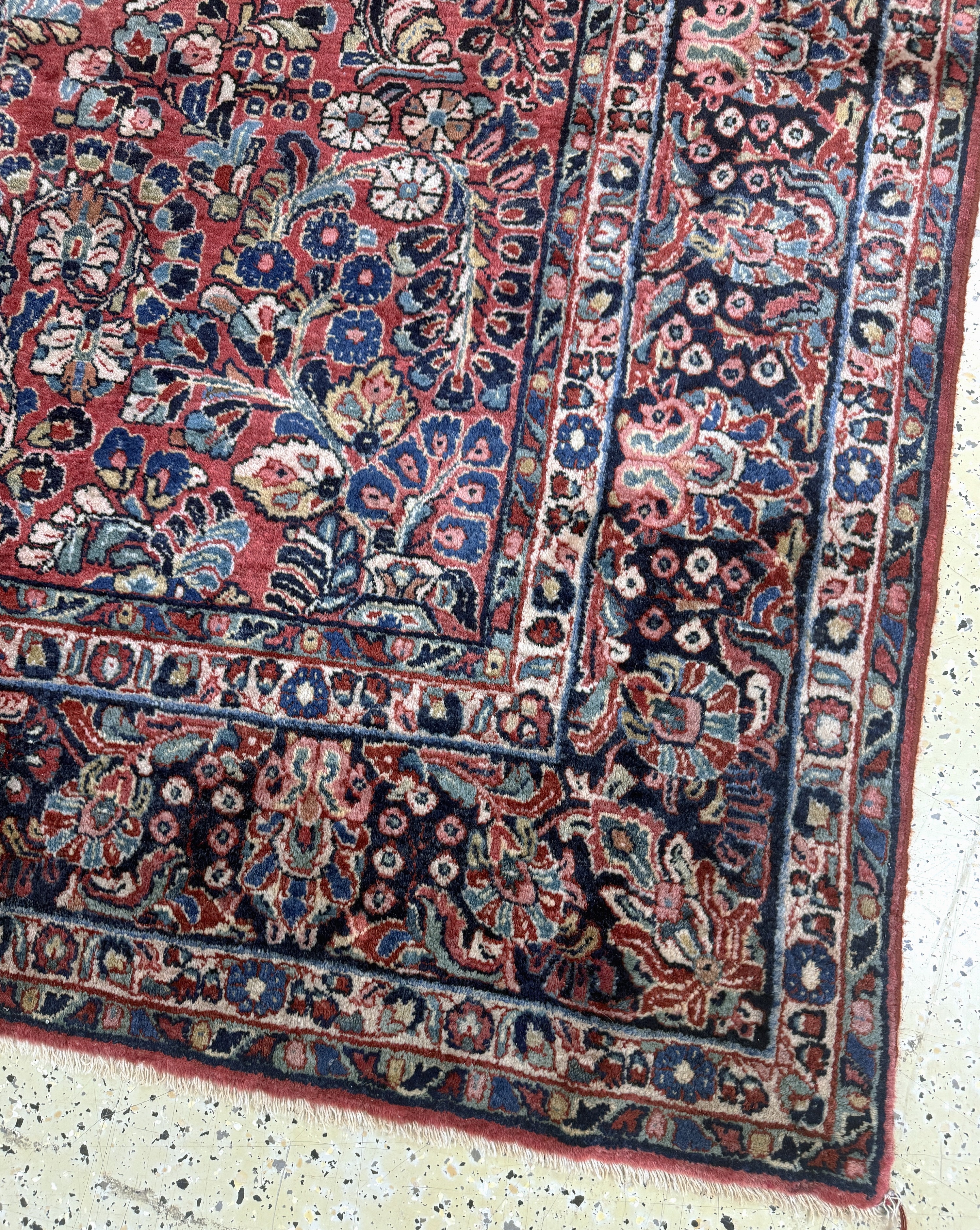 Detail d: US Re-Import Sarogh, Persien, Anfang 20.Jhd., Wolle auf Baumwolle, ca. 295 x 245 cm, EHZ: 2, reinigungsbedürftig