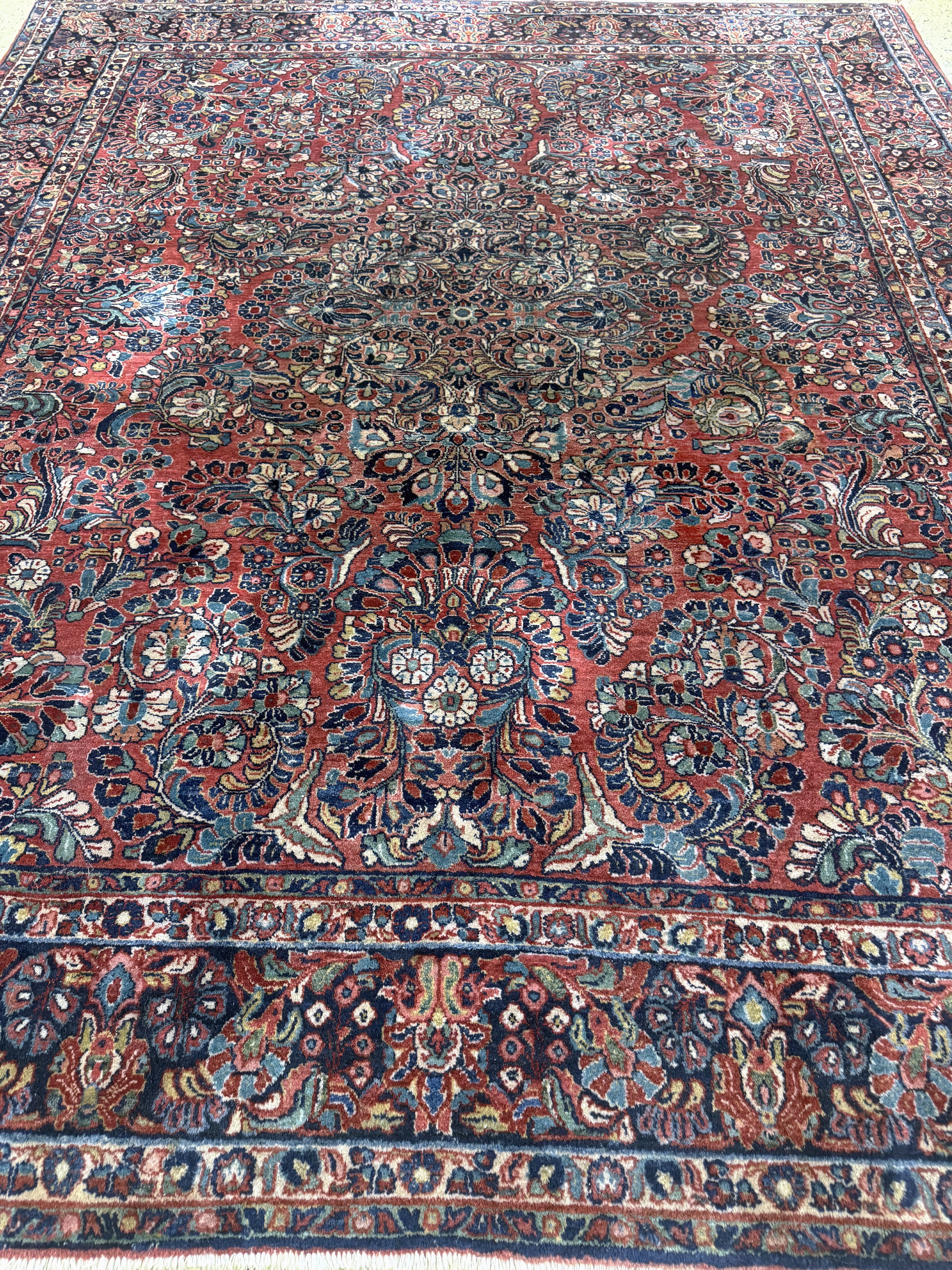 Detail g: US Re-Import Sarogh, Persien, Anfang 20.Jhd., Wolle auf Baumwolle, ca. 295 x 245 cm, EHZ: 2, reinigungsbedürftig
