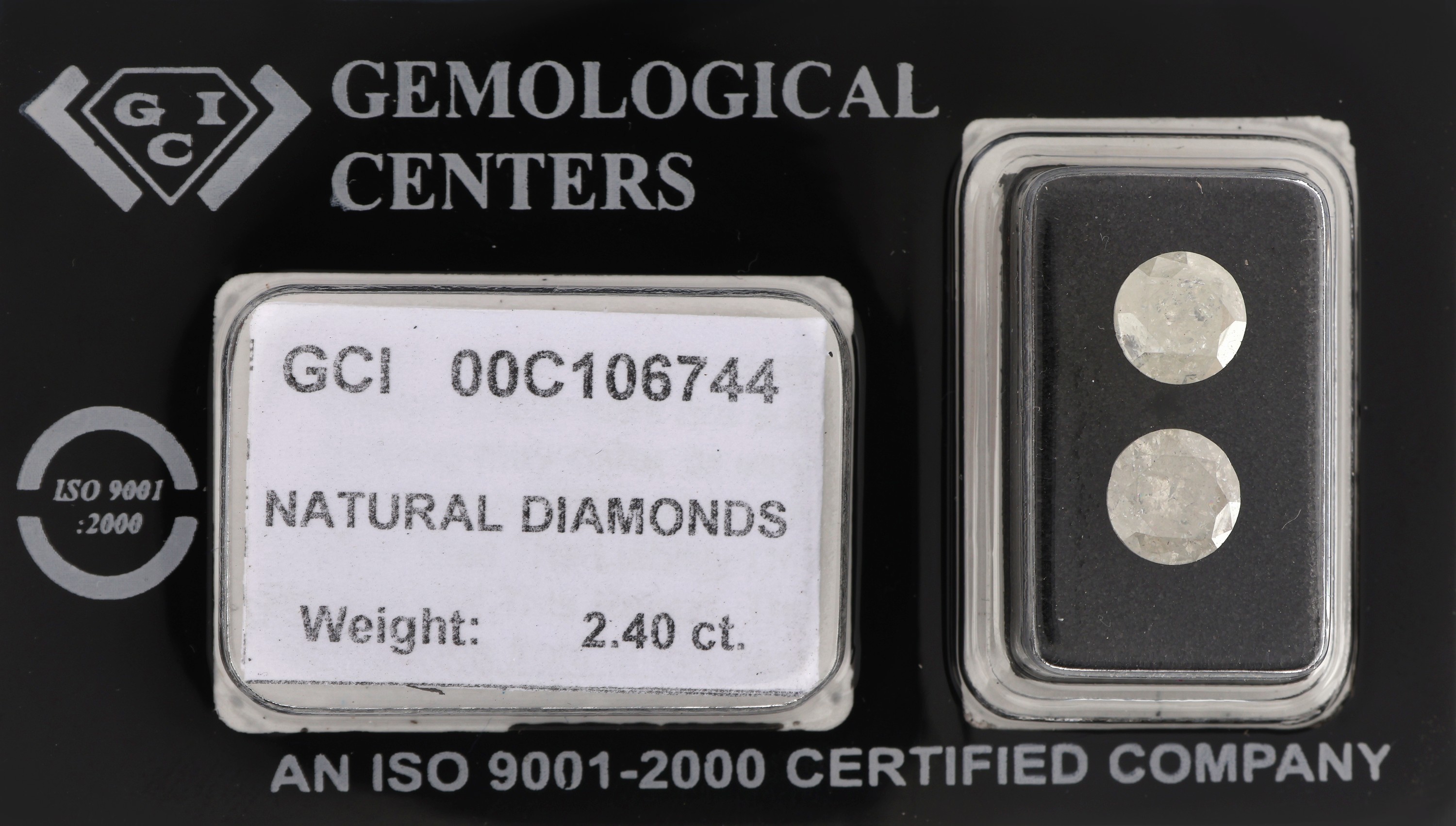 Image 27049069 - Lot 2 lose Brillanten, zus. ca. 2.40 ct l.get.Weiß(I-J)/p2, eingeschweißt, mit GCI- ...