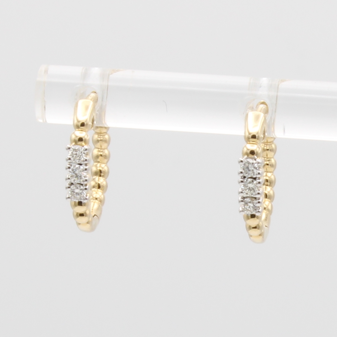 Image 27049078 - Paar Klappcreolen mit Brillanten, GG 585/000, im Kugeldesign, 6 Brill. in rhod. ...