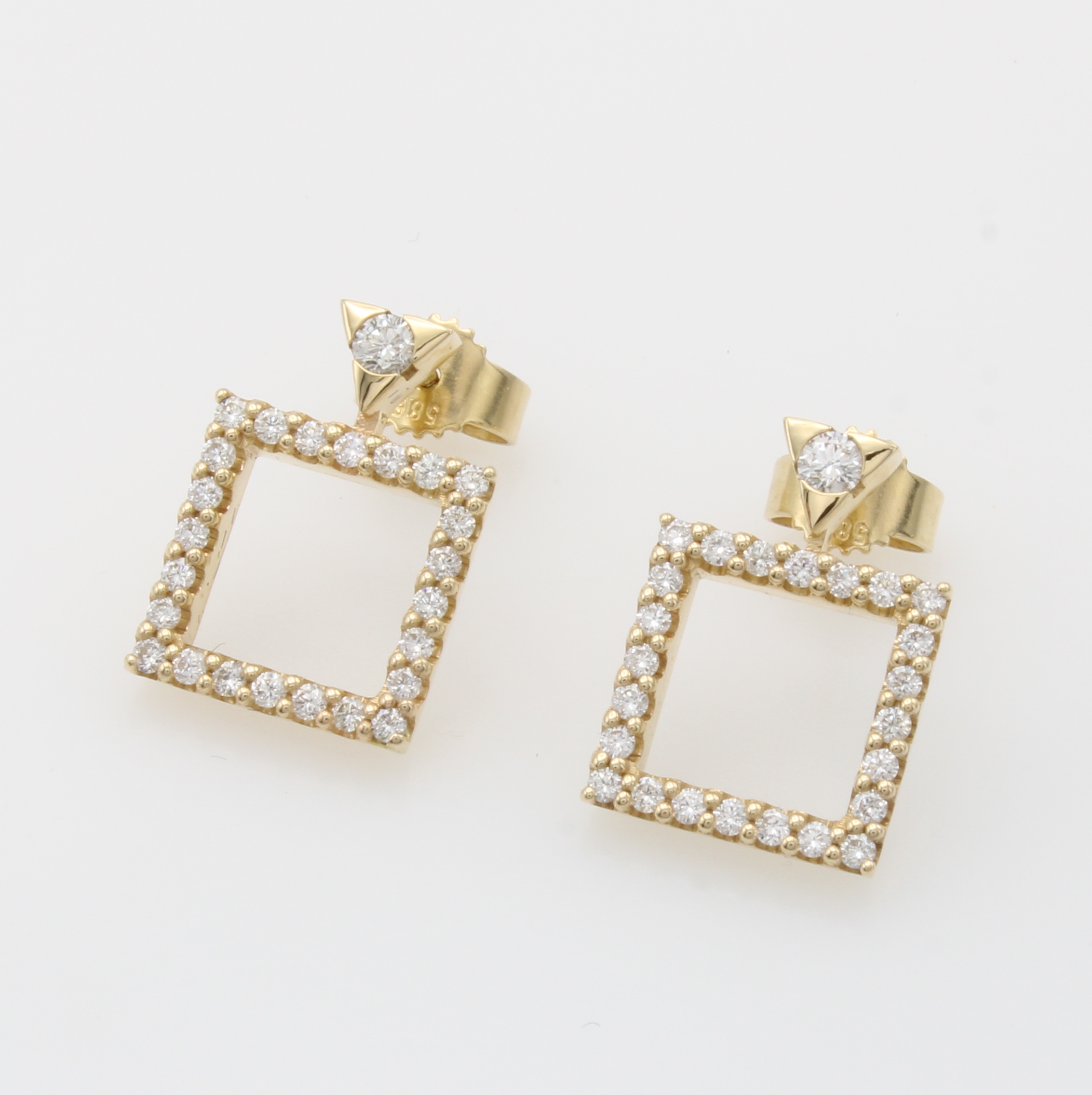 Image 27049089 - Paar Ohrstecker mit Brillanten, GG 585/000, Solitäre u. Besatzbrill. zus. ca. 0.55 ct ...